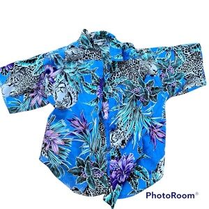 Vintage tropical Hawaiian Tiger women’s blouse